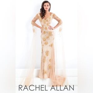 Rachel Allan Gold and Cream Prom Dress